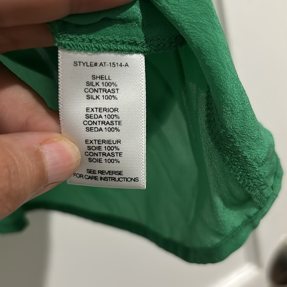 Aryn K. Medium green and white silk tank with beautiful buttons down the front. - Picture 5 of 6